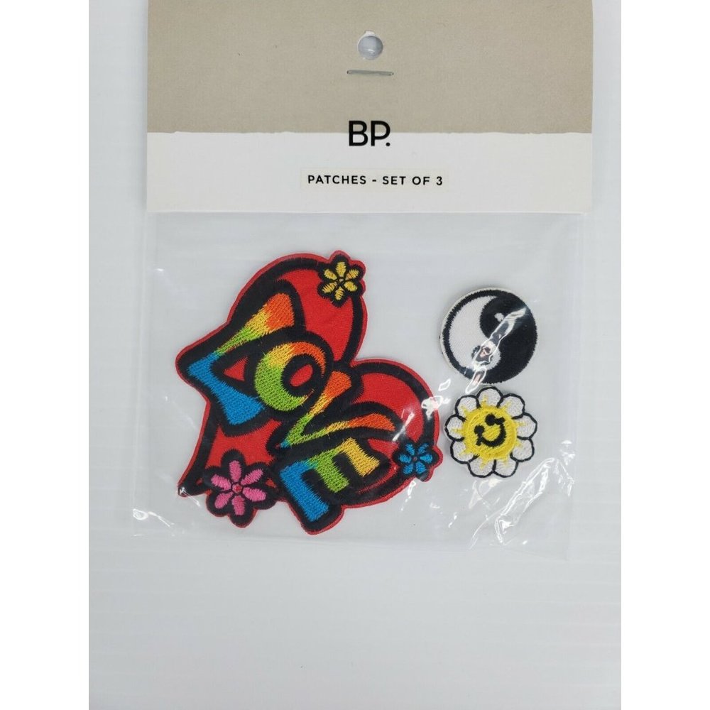 BP. 3 Pack Assorted Artistic Love and Flowers Emoji Fashion Accessorize Patch